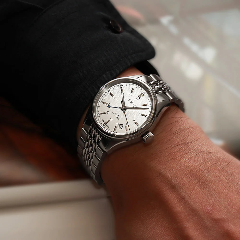 KNIS Classic GMT Automatic Silver / Rice Beads Bracelet (KN008-SVRC) - Silver