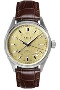 KNIS Classic GMT Automatic Champagne Gold / Brown Leather Strap (KN008-SGBRLE)