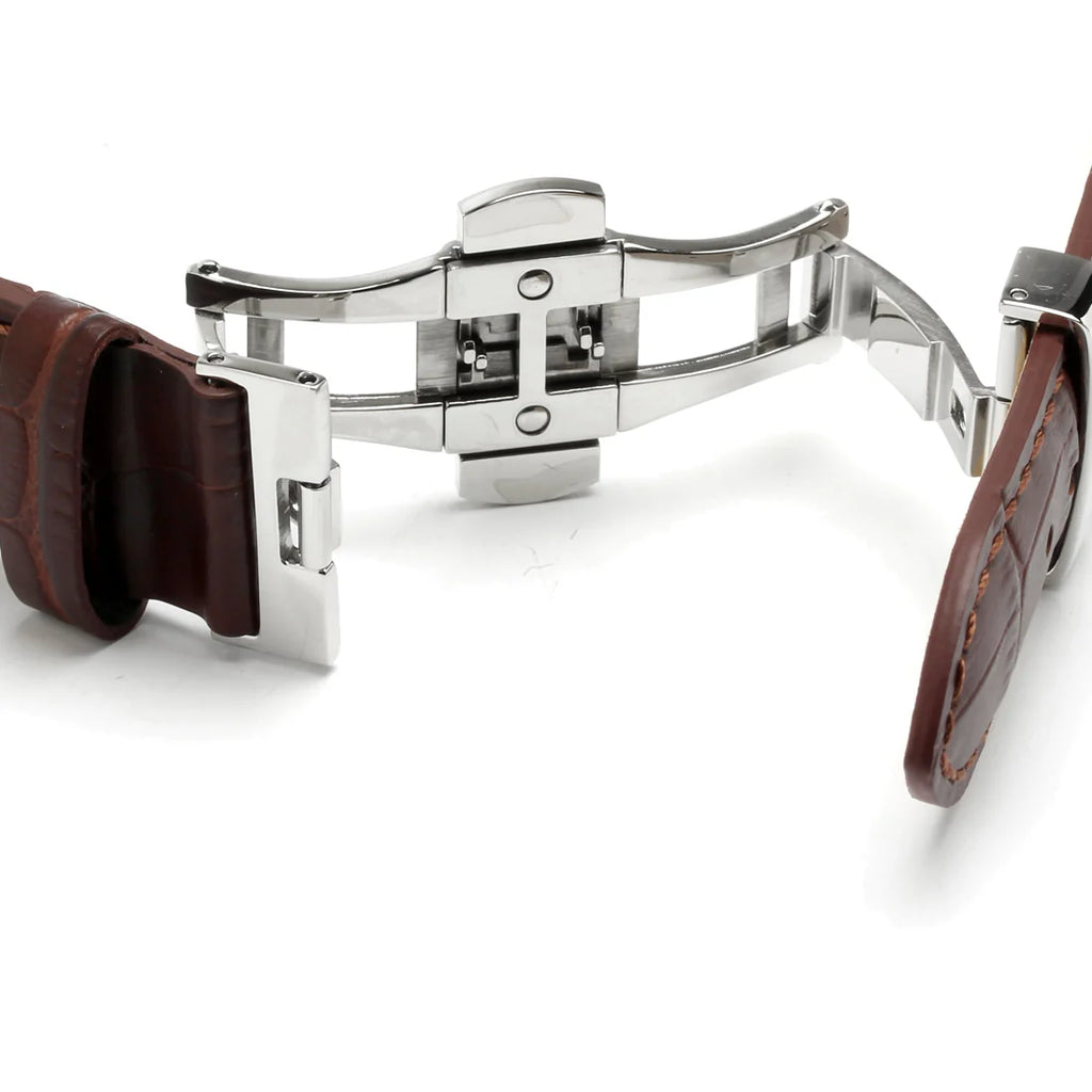 KNIS Classic GMT Automatic Champagne Gold / Brown Leather Strap (KN008-SGBRLE)