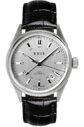 KNIS Classic GMT Automatic Silver / Black Leather Strap (KN008-SVBKLE)