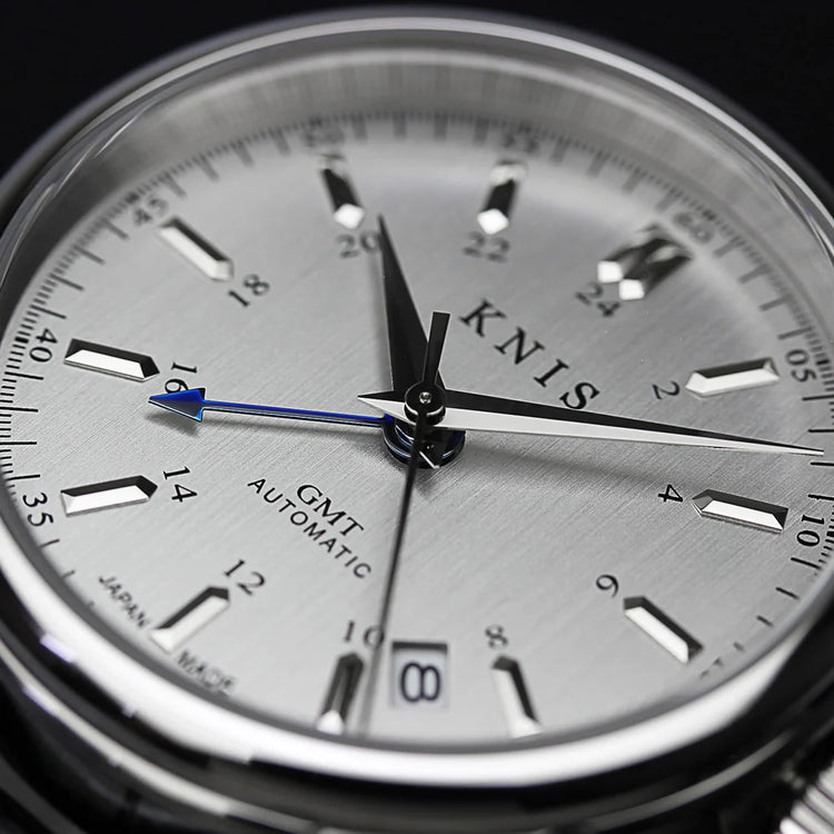 KNIS Classic GMT Automatic Silver / Black Leather Strap (KN008-SVBKLE)