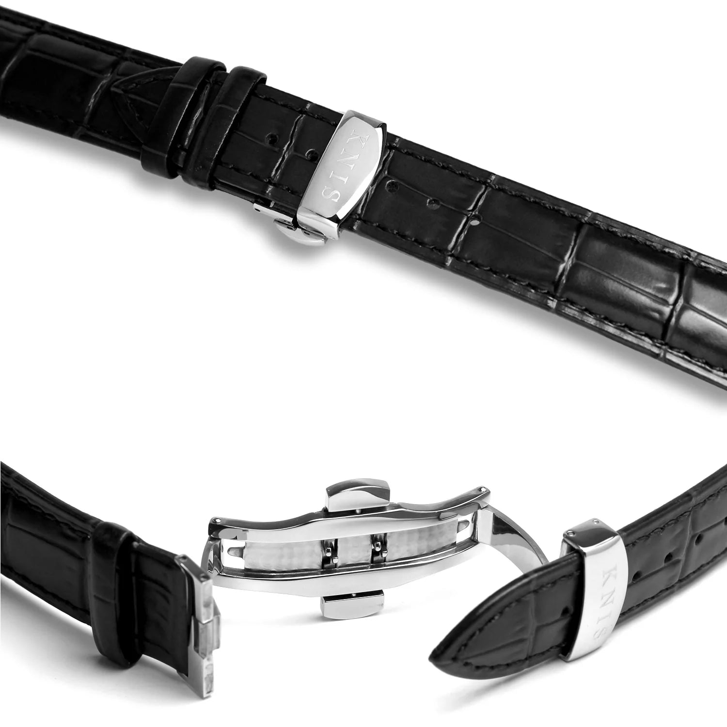 KNIS Classic GMT Automatic Silver / Black Leather Strap (KN008-SVBKLE)