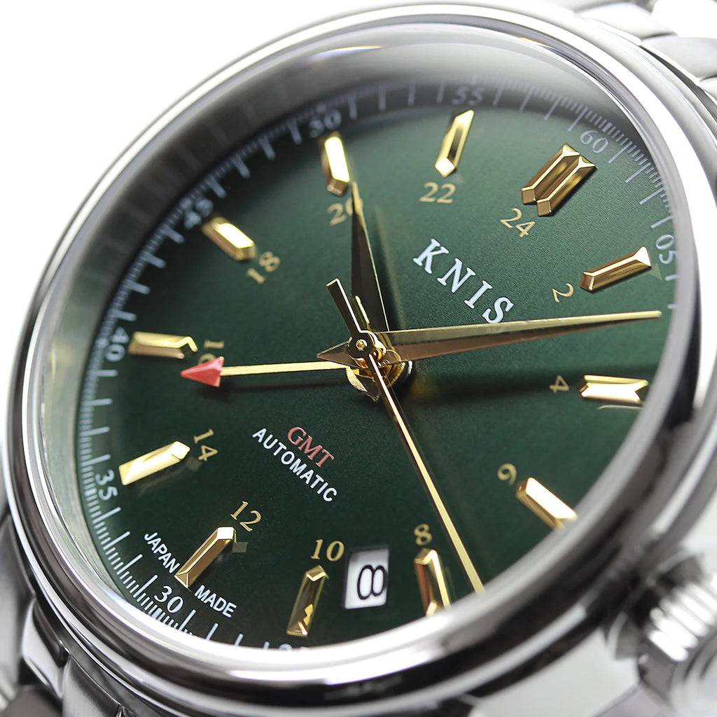 KNIS Classic GMT Automatic Green / Brown Leather Strap (KN008-GRBRLE)