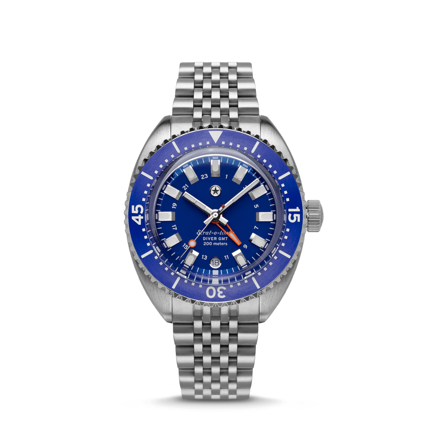 Jack Mason Strat-o-timer Titanium Diver GMT: Cobalt – Clicky Bezel