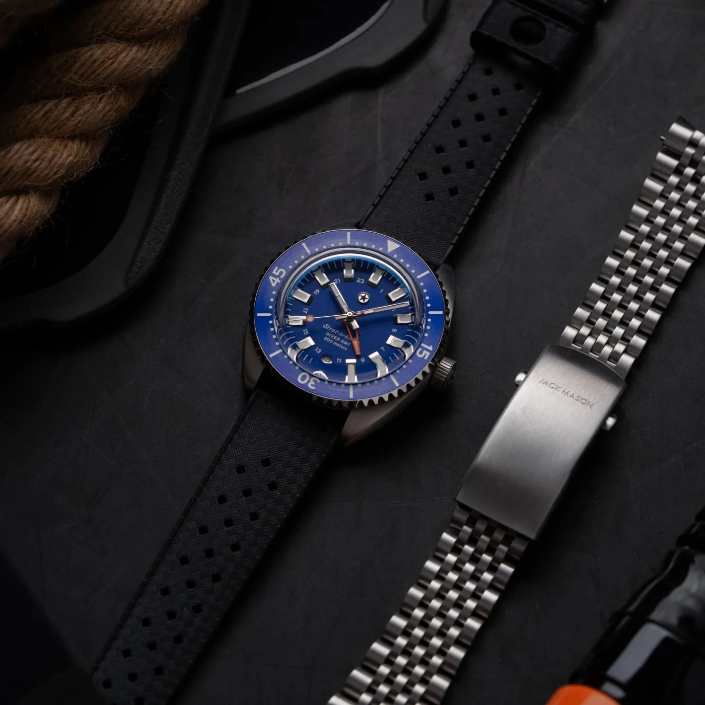 Jack Mason Strat-o-timer Titanium Diver GMT: Cobalt