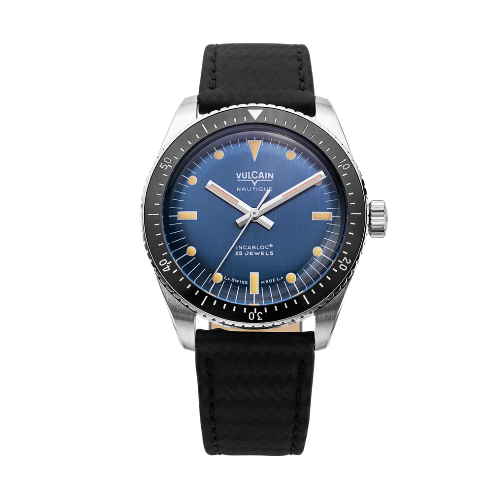 Vulcain Skindiver Nautique - Blue with Khaki Brown Lum
