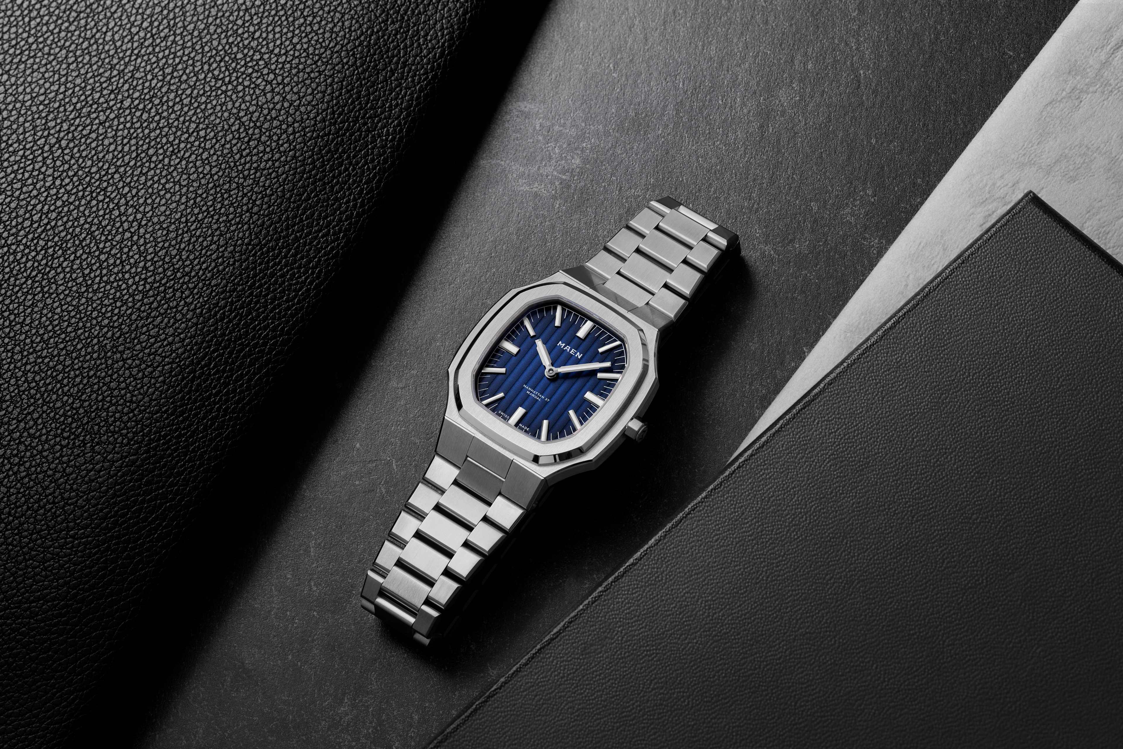 MAEN Manhattan 37 Ultra-Thin featuring a Côtes de Genève Fumé dial