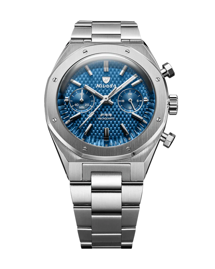 Nivada Grenchen F77 CHRONO MECAQUARTZ BLUE - 38MM