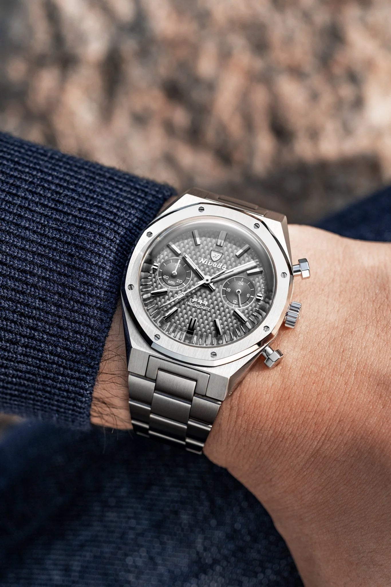 Nivada Grenchen F77 SST CHRONO MECAQUARTZ GREY MK2 - 38MM