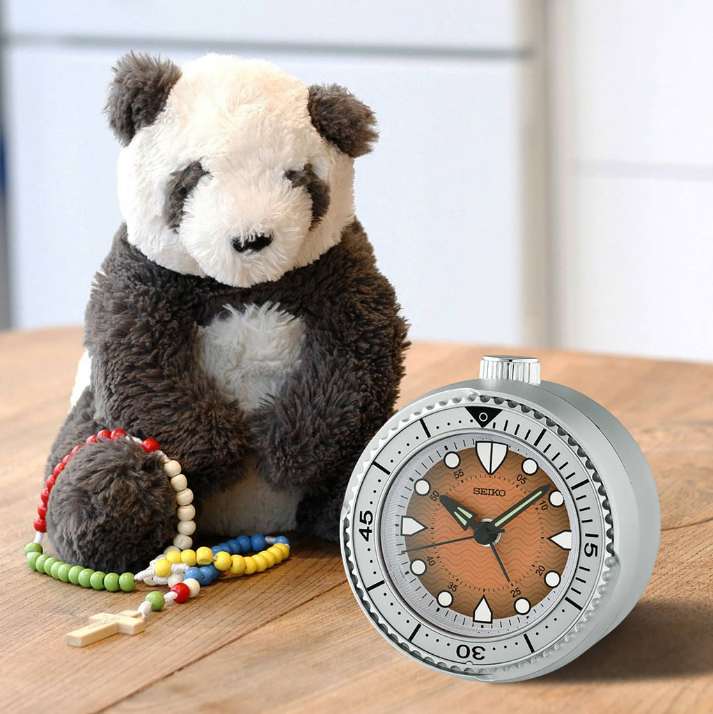 Mai Modern Alarm Clock, Rotating Bezel, SILVER/ORANGE FACE