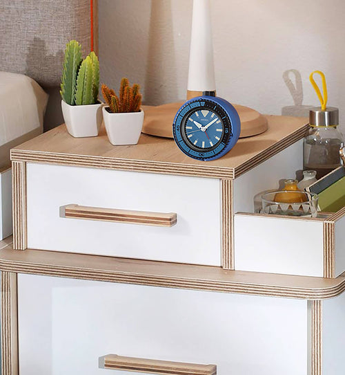 Mai Modern Alarm Clock Rotating Bezel Fidget, metallic blue