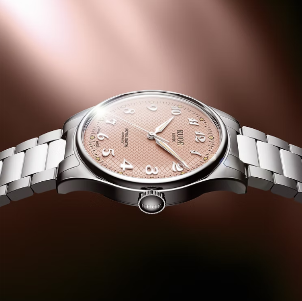 Kuoe ROYAL SMITH 90-006 Breguet Numerals Silver Case Pink Dial