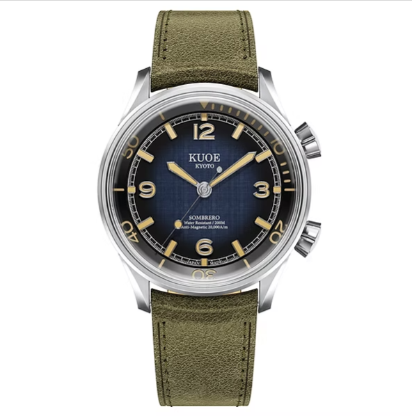 Kuoe SOMBRERO 90-011, Gradient Navy, Linen Textured Dial, 20 BAR Water Resistant
