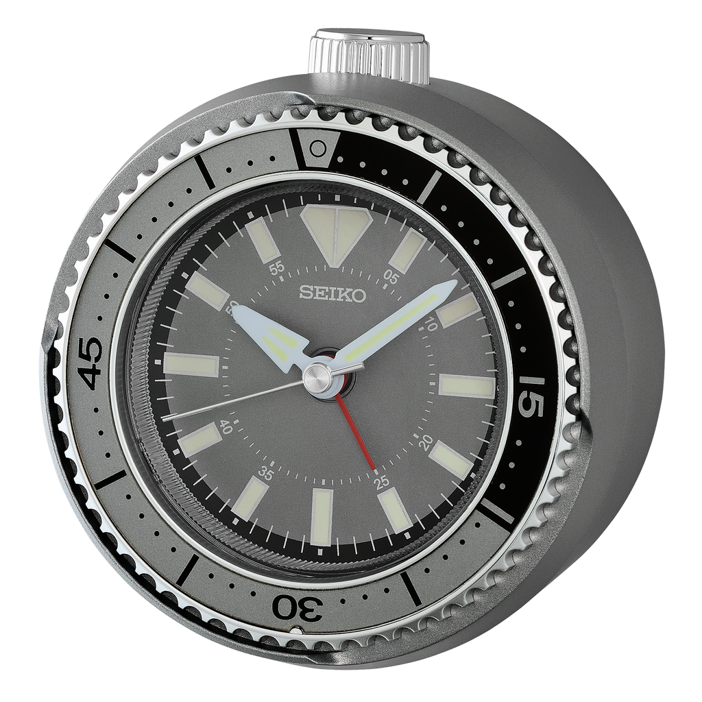 Mai Modern Alarm Clock, Rotating Bezel Fidget, dark silver