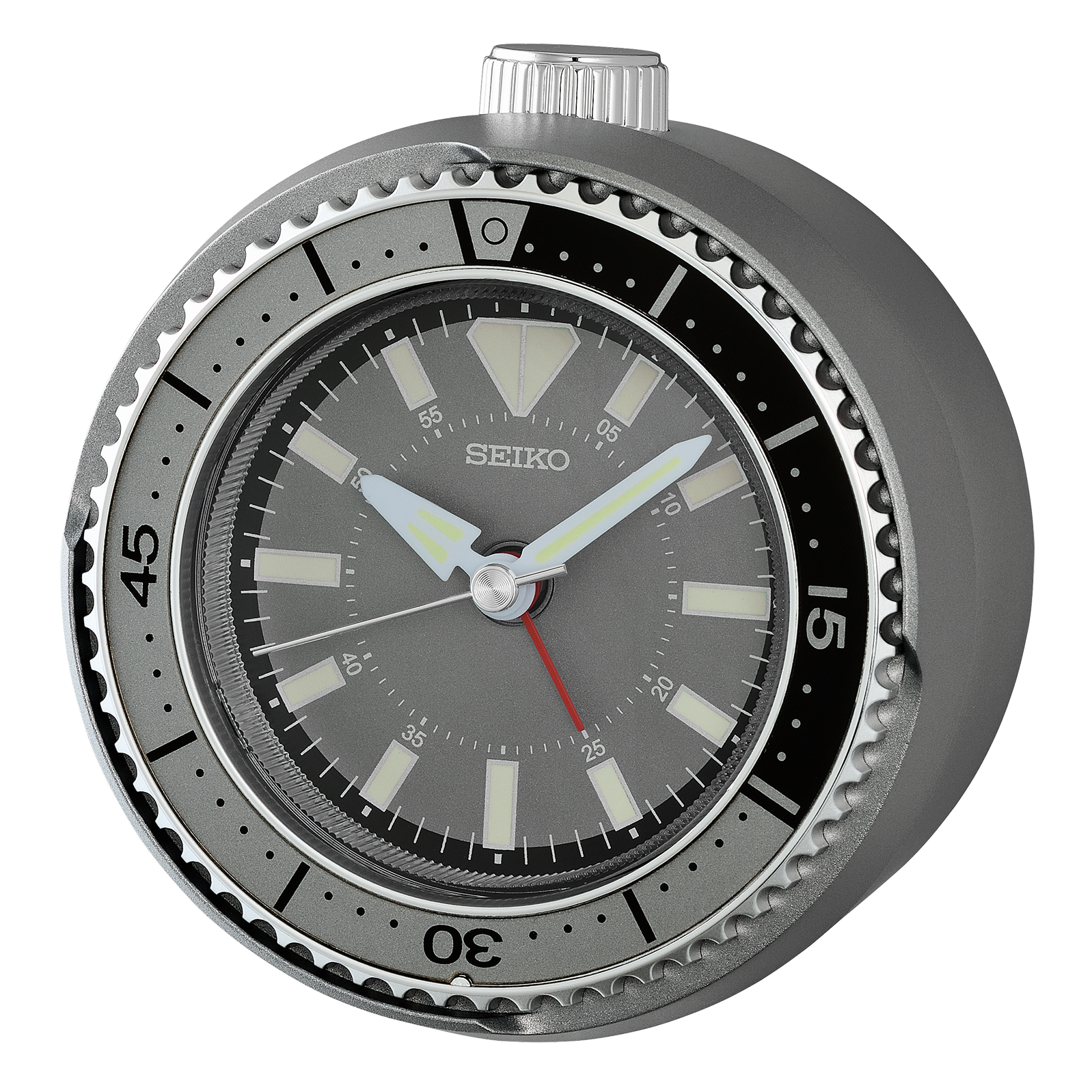 Mai Modern Alarm Clock, Rotating Bezel Fidget, dark silver