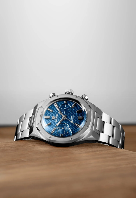 Nivada Grenchen F77 CHRONO MECAQUARTZ BLUE - 38MM