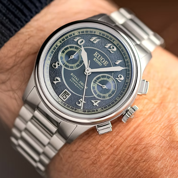 Kuoe ROYAL SMITH 90-012 Automatic Chronograph, Navy with Breguet Numerals