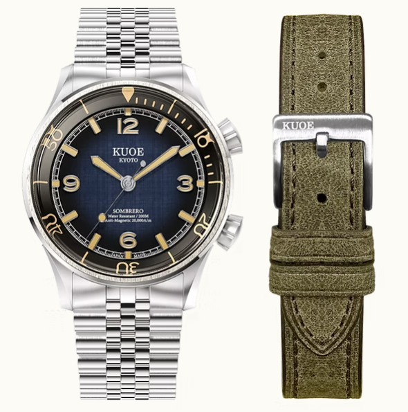 Kuoe SOMBRERO 90-011, Gradient Navy, Linen Textured Dial, 20 BAR Water Resistant