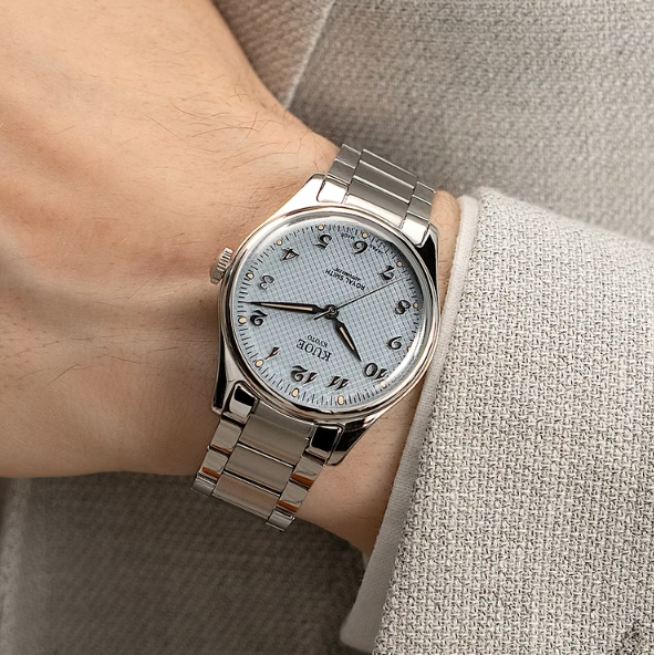 Kuoe Royal Smith 90-006 Breguet Numerals Silver Case Blue Dial