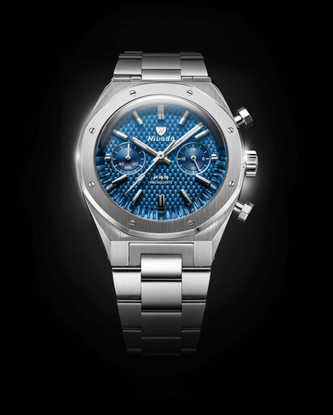 Nivada Grenchen F77 CHRONO MECAQUARTZ BLUE - 38MM