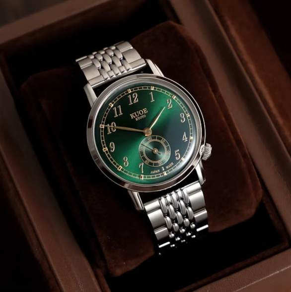 Kuoe OLD SMITH 90-007 Automatic Green Sunray Dial with Stainless Steel Bracelet