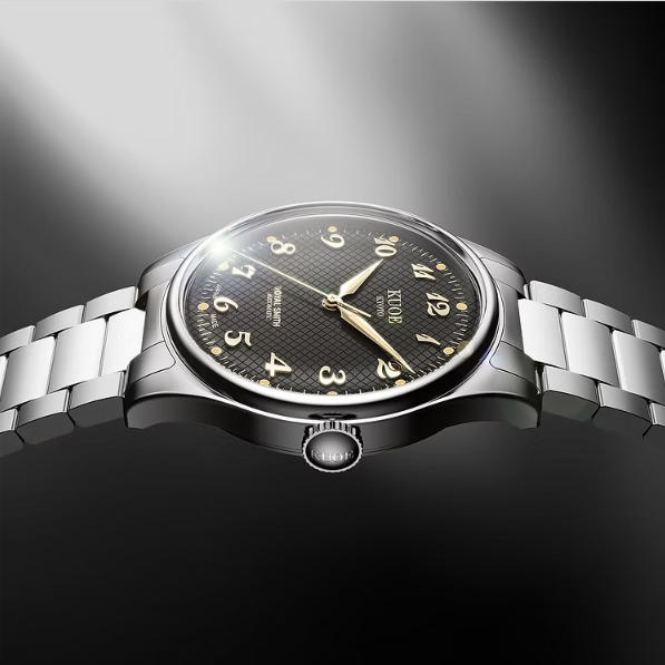 Kuoe ROYAL SMITH 90-006 Breguet Numerals Silver Case Black Dial