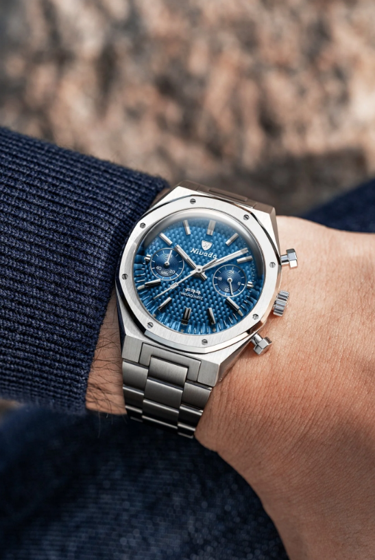 Nivada Grenchen F77 CHRONO MECAQUARTZ BLUE - 38MM