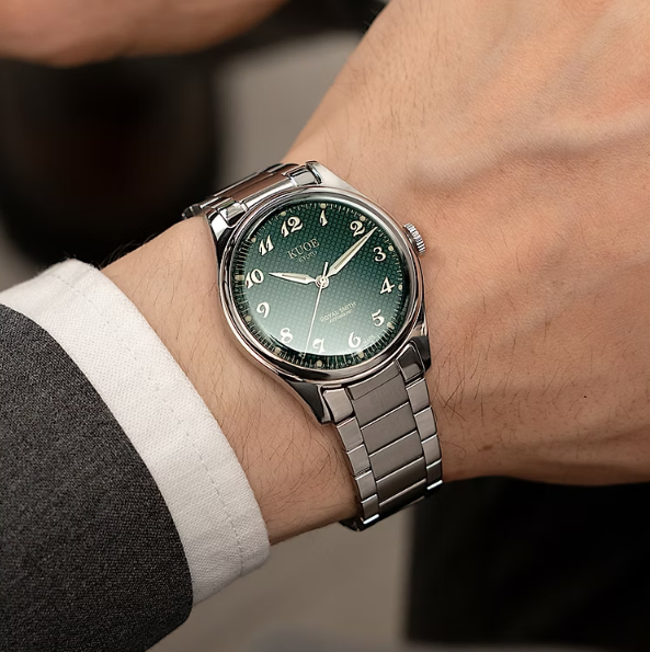 Kuoe ROYAL SMITH 90-006 Breguet Numerals Silver Case Green Dial