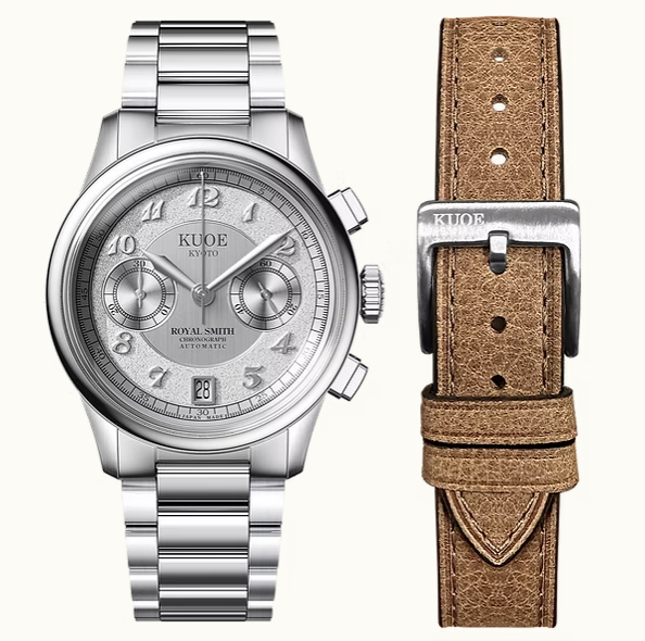 Kuoe ROYAL SMITH 90-012 Automatic Chronograph, Silver with Breguet Numerals