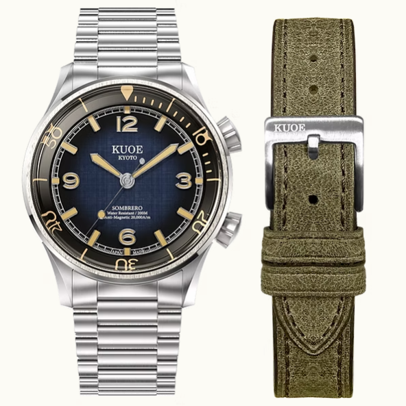 Kuoe SOMBRERO 90-011, Gradient Navy, Linen Textured Dial, 20 BAR Water Resistant