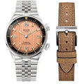 Kuoe SOMBRERO 90-011, Salmon Pink Linen Textured Dial, 20 BAR Water Resistant