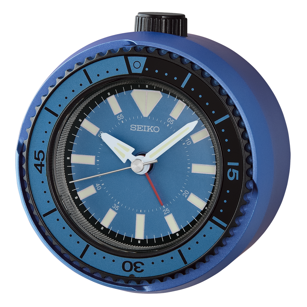 Mai Modern Alarm Clock Rotating Bezel Fidget, metallic blue