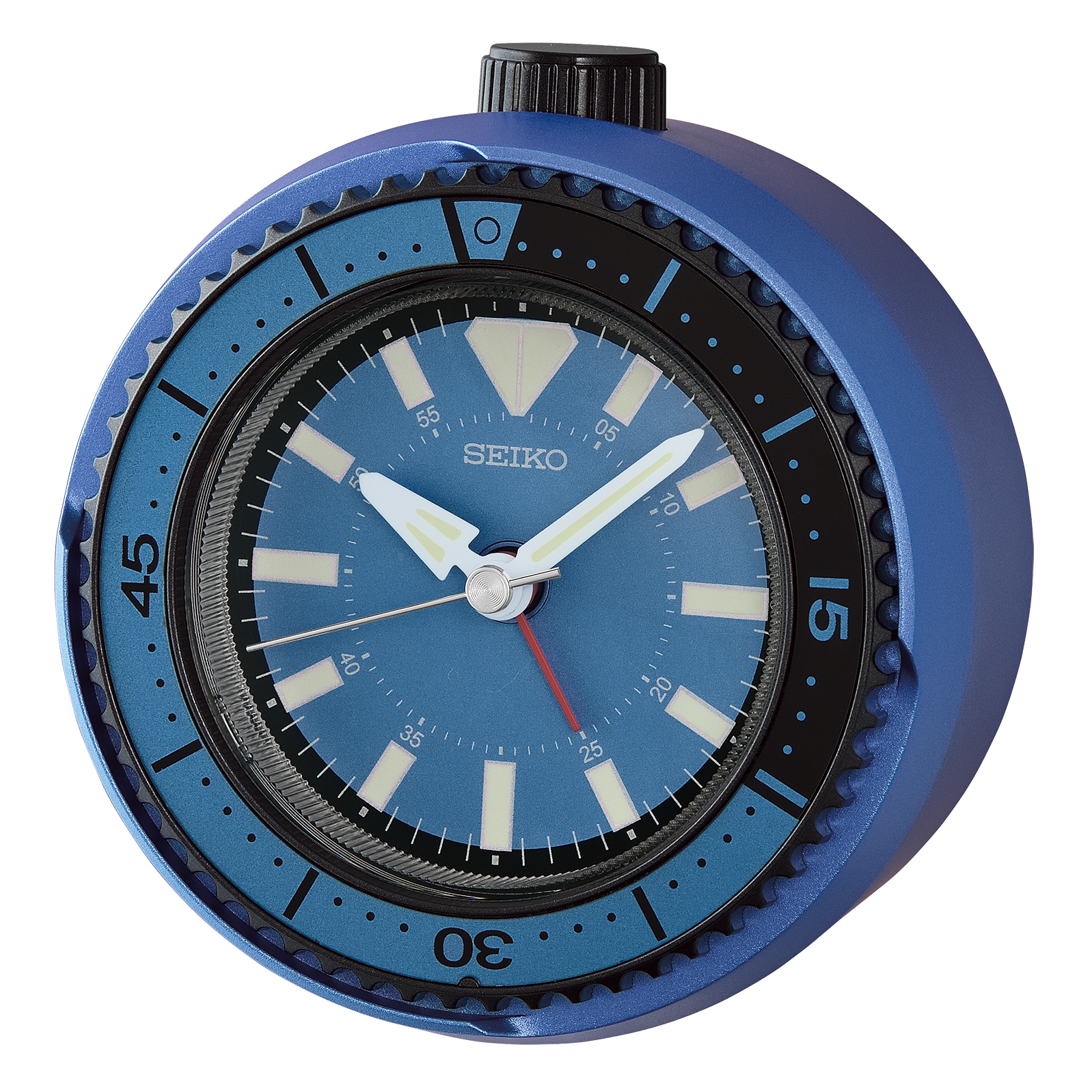 Mai Modern Alarm Clock Rotating Bezel Fidget, metallic blue