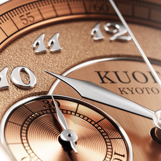 Kuoe ROYAL SMITH 90-012 Automatic Chronograph, Salmon Pink with Breguet Numerals