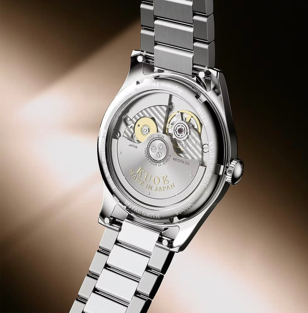 Kuoe ROYAL SMITH 90-006 Breguet Numerals Silver Case Dusty Pink Dial