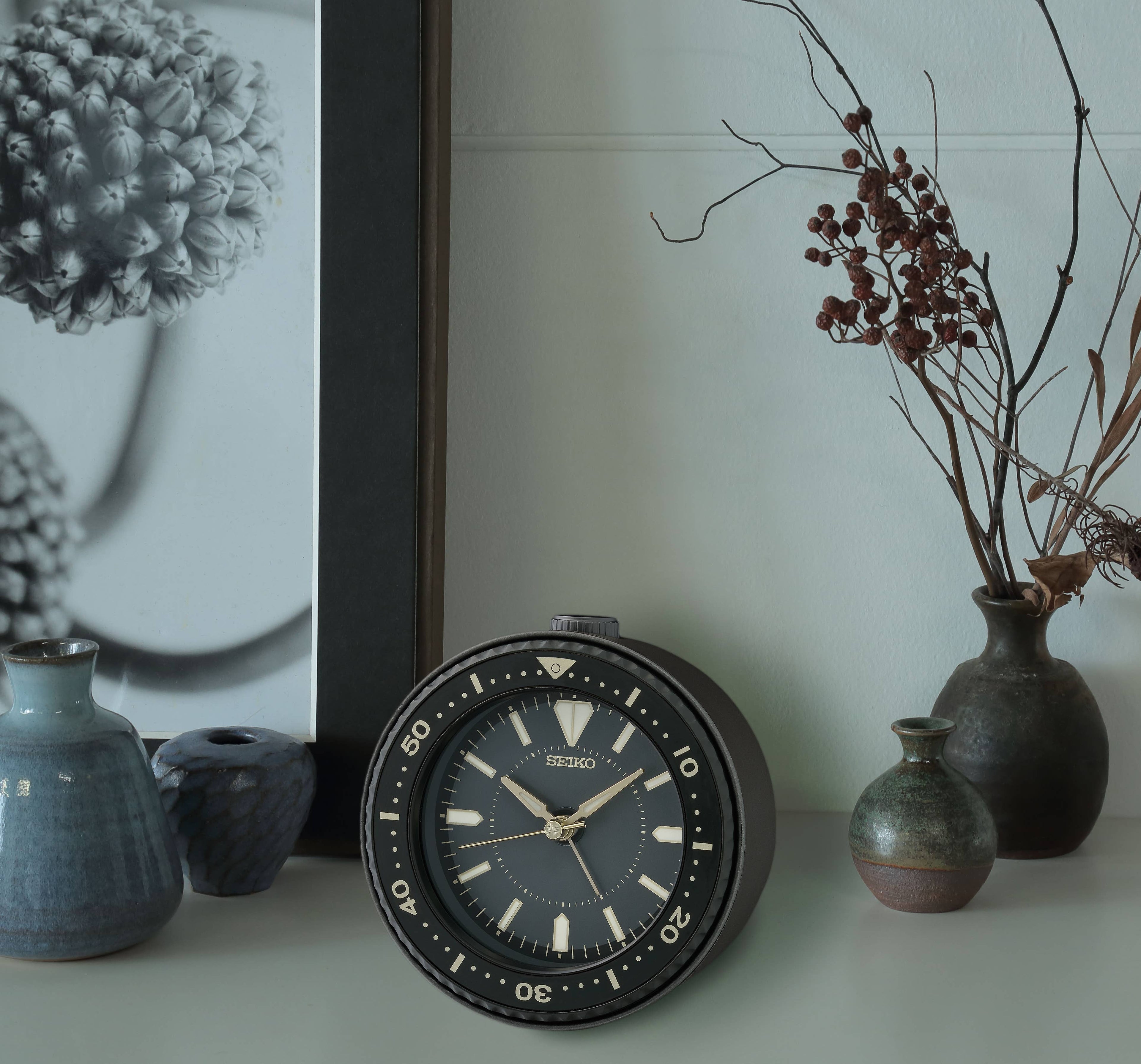 Mai Seiko Classic Alarm Clock with Black Watch Face