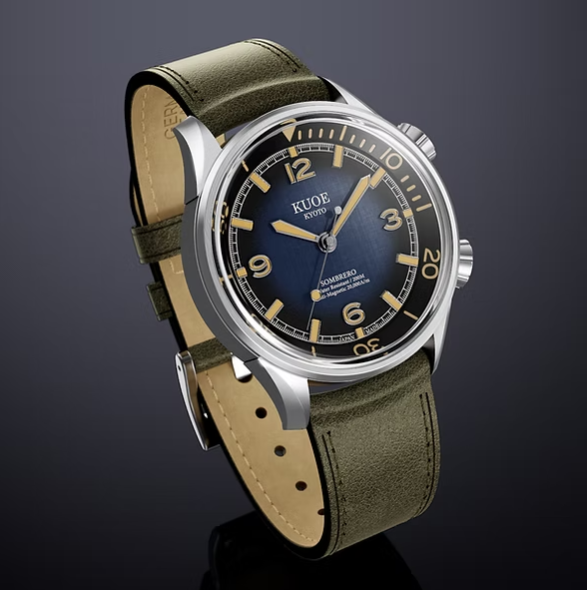 Kuoe SOMBRERO 90-011, Gradient Navy, Linen Textured Dial, 20 BAR Water Resistant