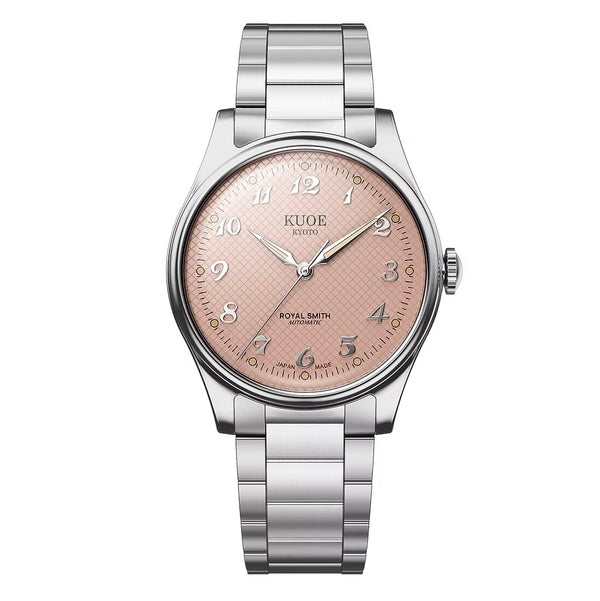 Kuoe Royal Smith 90-006 Breguet Numerals Silver Case Pink Dial