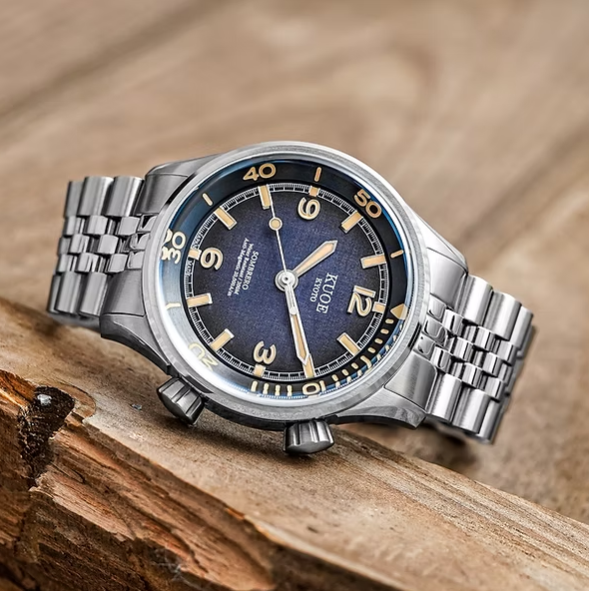 Kuoe SOMBRERO 90-011, Gradient Navy, Linen Textured Dial, 20 BAR Water Resistant