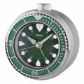 Mai Modern Alarm Clock, Rotating Bezel, Green/silver