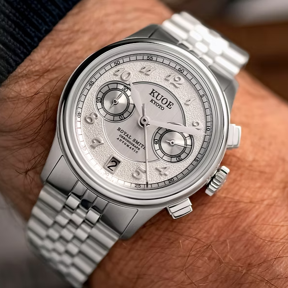 Kuoe ROYAL SMITH 90-012 Automatic Chronograph, Silver with Breguet Numerals