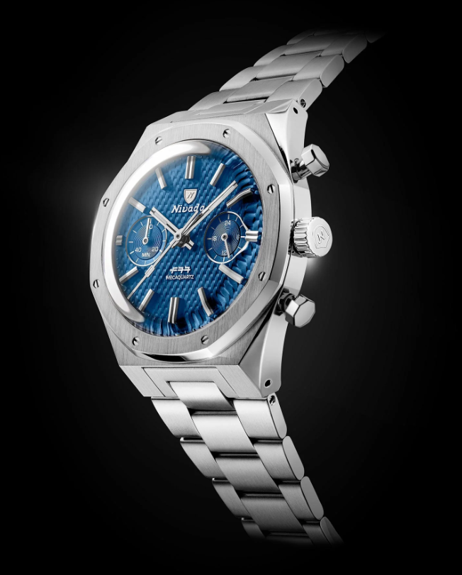 Nivada Grenchen F77 CHRONO MECAQUARTZ BLUE - 38MM