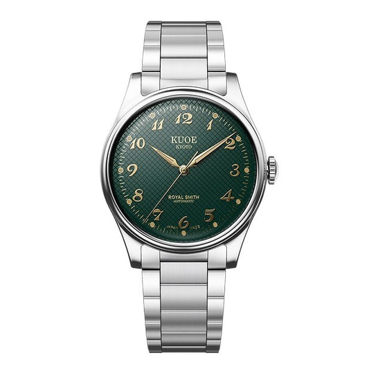 Kuoe Royal Smith 90-006 Breguet Numerals Silver Case Green Dial