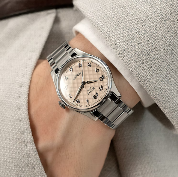 Kuoe ROYAL SMITH 90-006 Breguet Numerals Silver Case Dusty Pink Dial