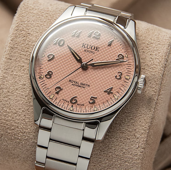 Kuoe ROYAL SMITH 90-006 Breguet Numerals Silver Case Pink Dial